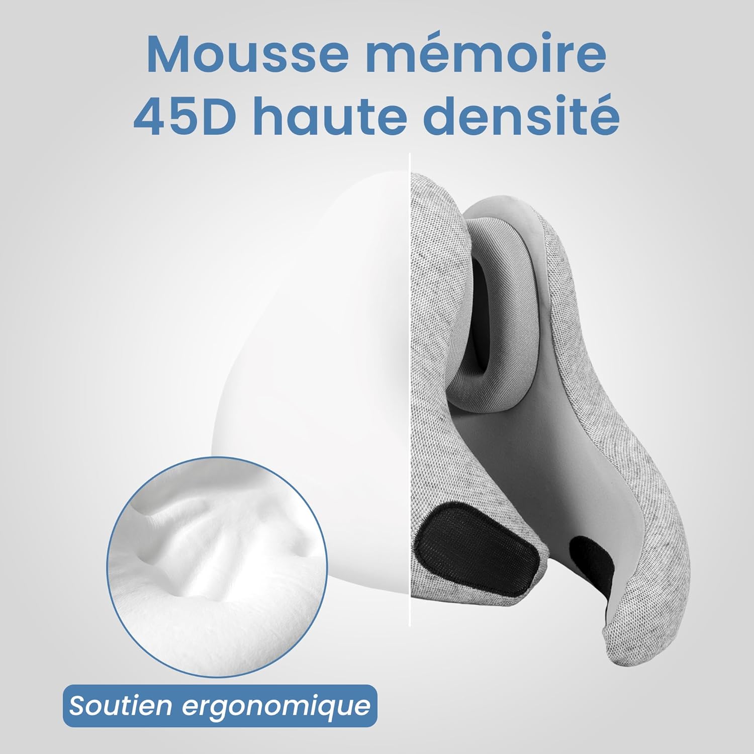 KOYON Silentrest Oreiller De Voyage Memoire De Forme - Coussin Nuque Ergonomique Avec Réduction Du Bruit - Léger, Portable Avec Sac De Transport - Idéal Pour L'Avion, Le Bureau Et La Maison